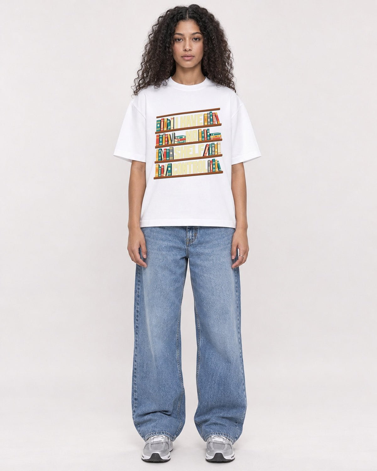 Mockup Boxy Heavyweight Tee White female full-body 10