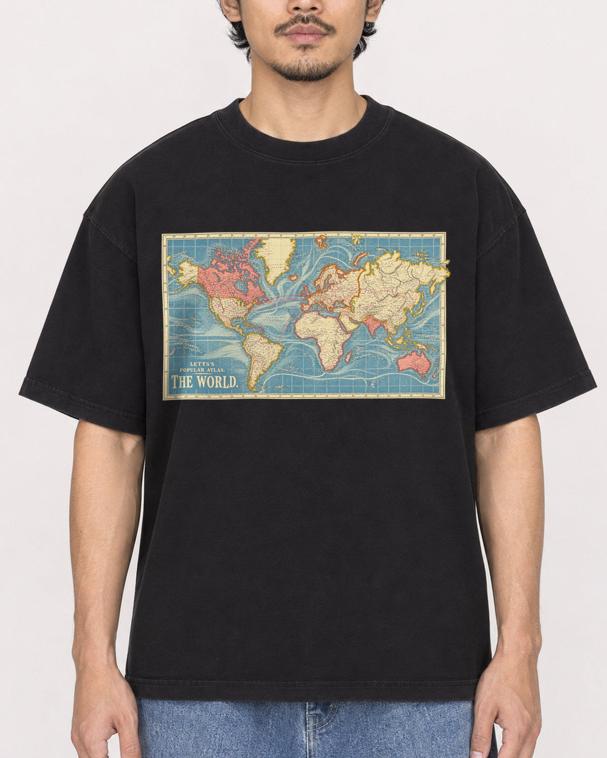 Mockup Boxy Heavyweight Tee Black male close-up 02