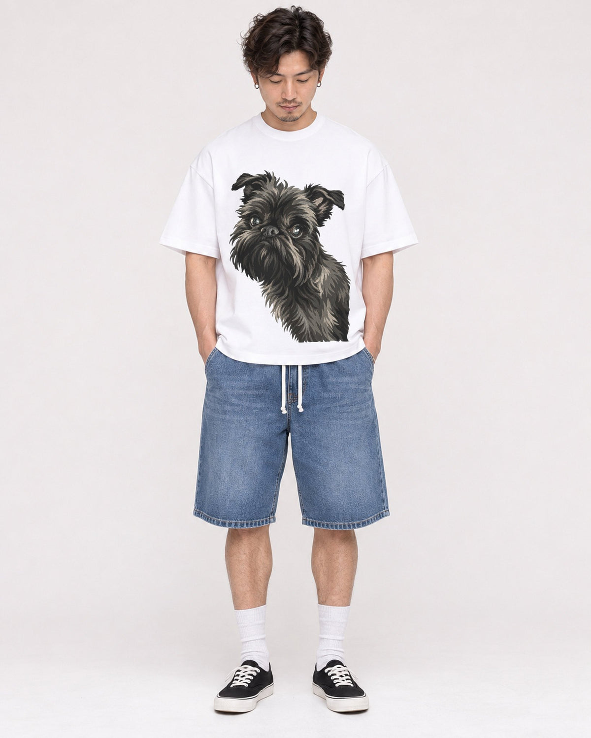 Mockup Boxy Heavyweight Tee White male full-body 03