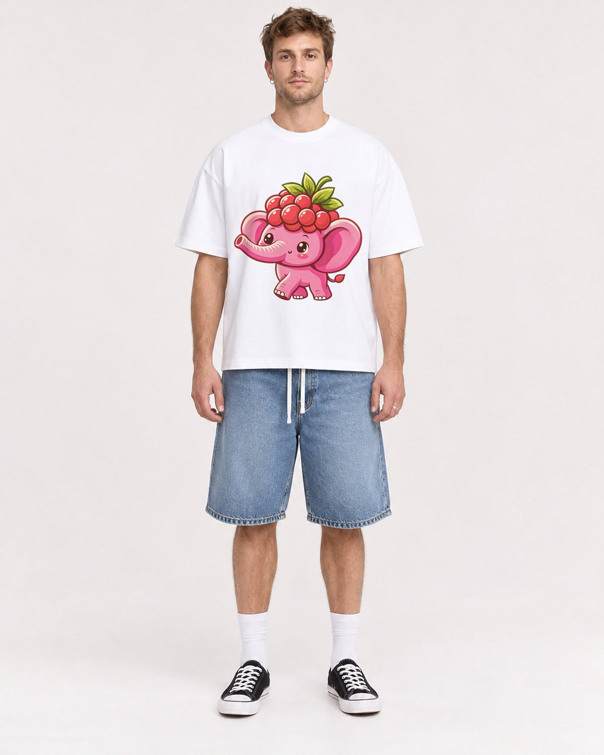Mockup Boxy Heavyweight Tee White male full-body 08
