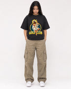 Mockup Boxy Heavyweight Tee Black female full-body 46