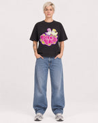 Mockup Boxy Heavyweight Tee Black female full-body 48