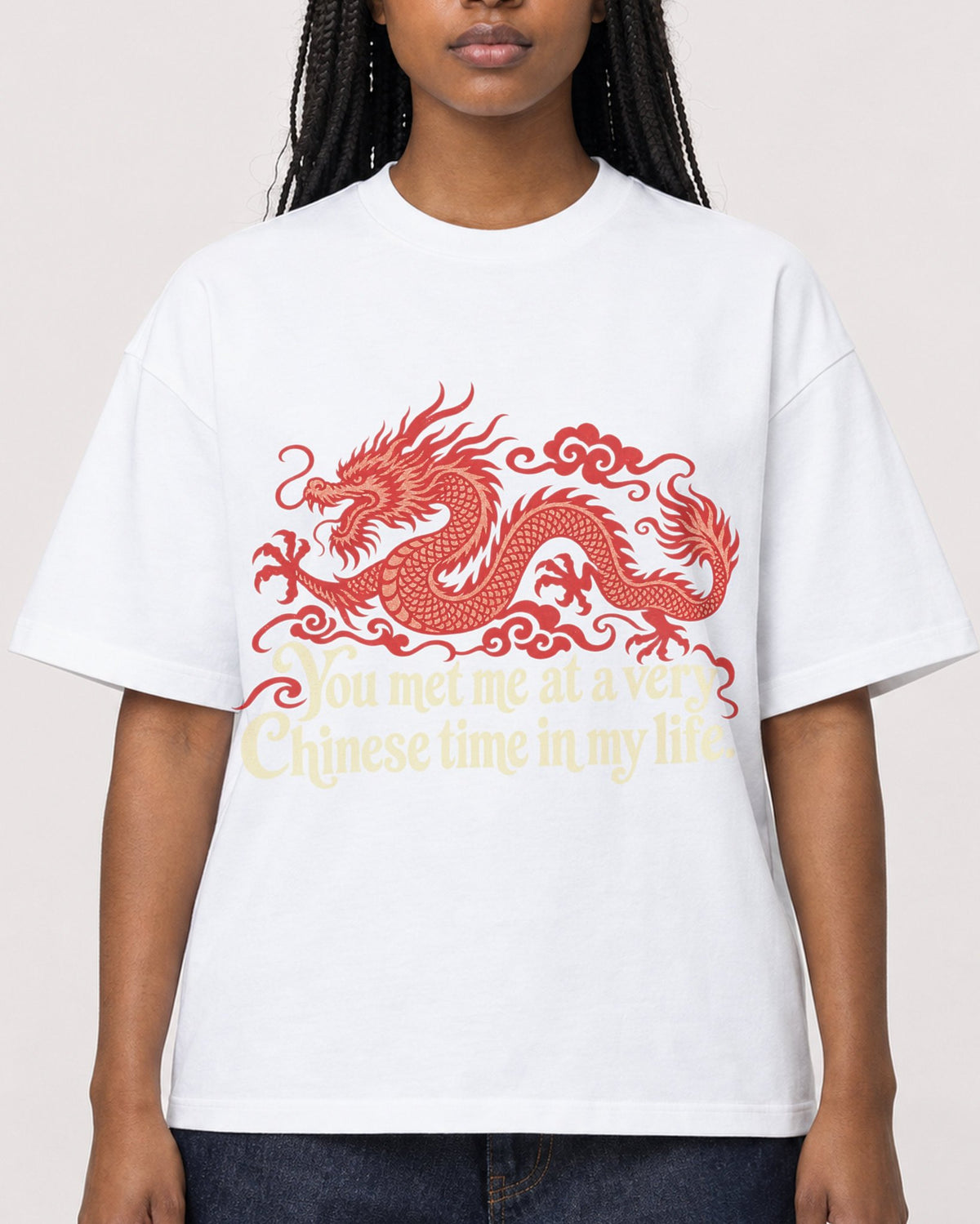 Mockup Boxy Heavyweight Tee White female close-up 04