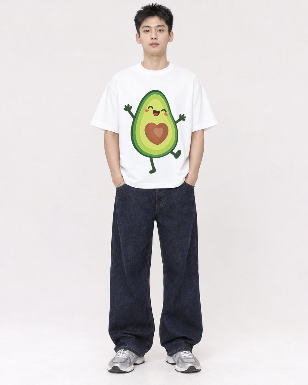 Mockup Boxy Heavyweight Tee White male full-body 21