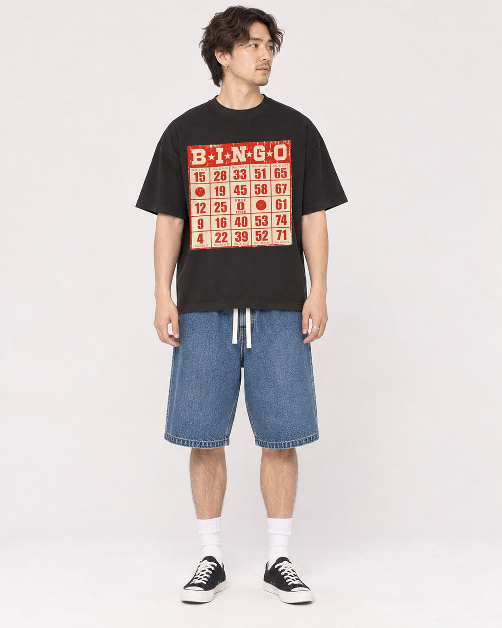 Mockup Boxy Heavyweight Tee Black male full-body 03