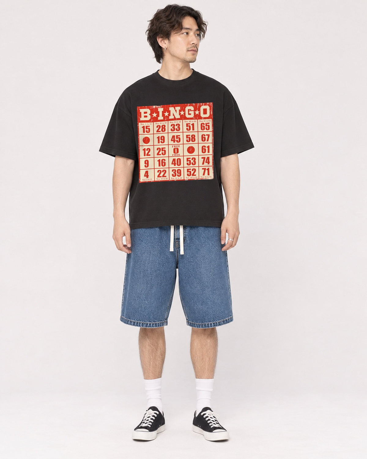 Mockup Boxy Heavyweight Tee Black male full-body 03