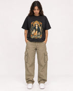 Mockup Boxy Heavyweight Tee Black female full-body 06