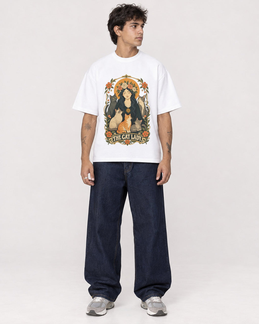 Mockup Boxy Heavyweight Tee White male full-body 06