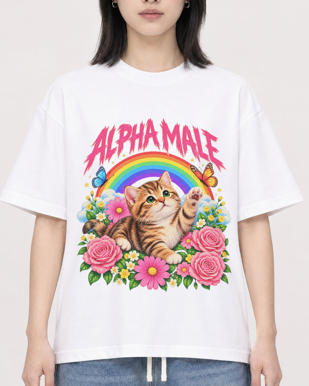 Mockup Boxy Heavyweight Tee White female close-up 31