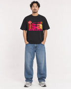 Mockup Boxy Heavyweight Tee Black male full-body 02