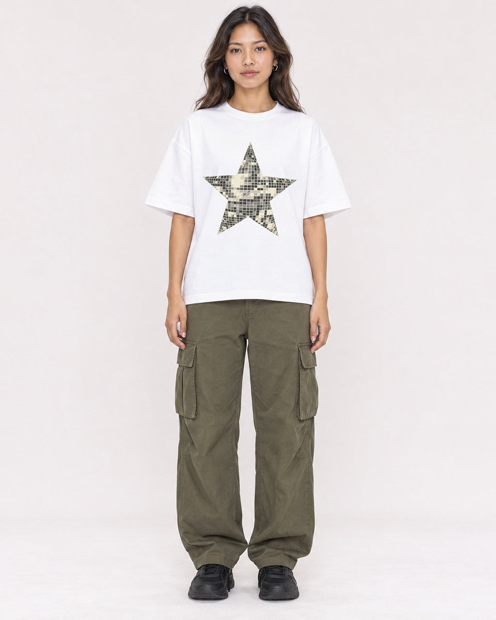 Mockup Boxy Heavyweight Tee White female full-body 02