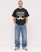 Mockup Boxy Heavyweight Tee Black male full-body 18