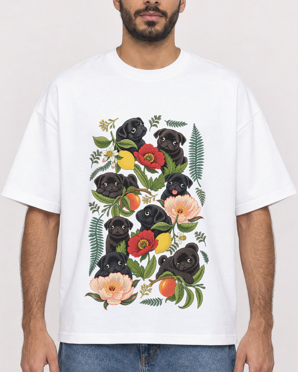 Mockup Boxy Heavyweight Tee White male close-up 07