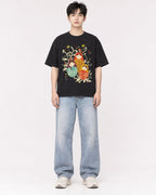 Mockup Boxy Heavyweight Tee Black male full-body 01