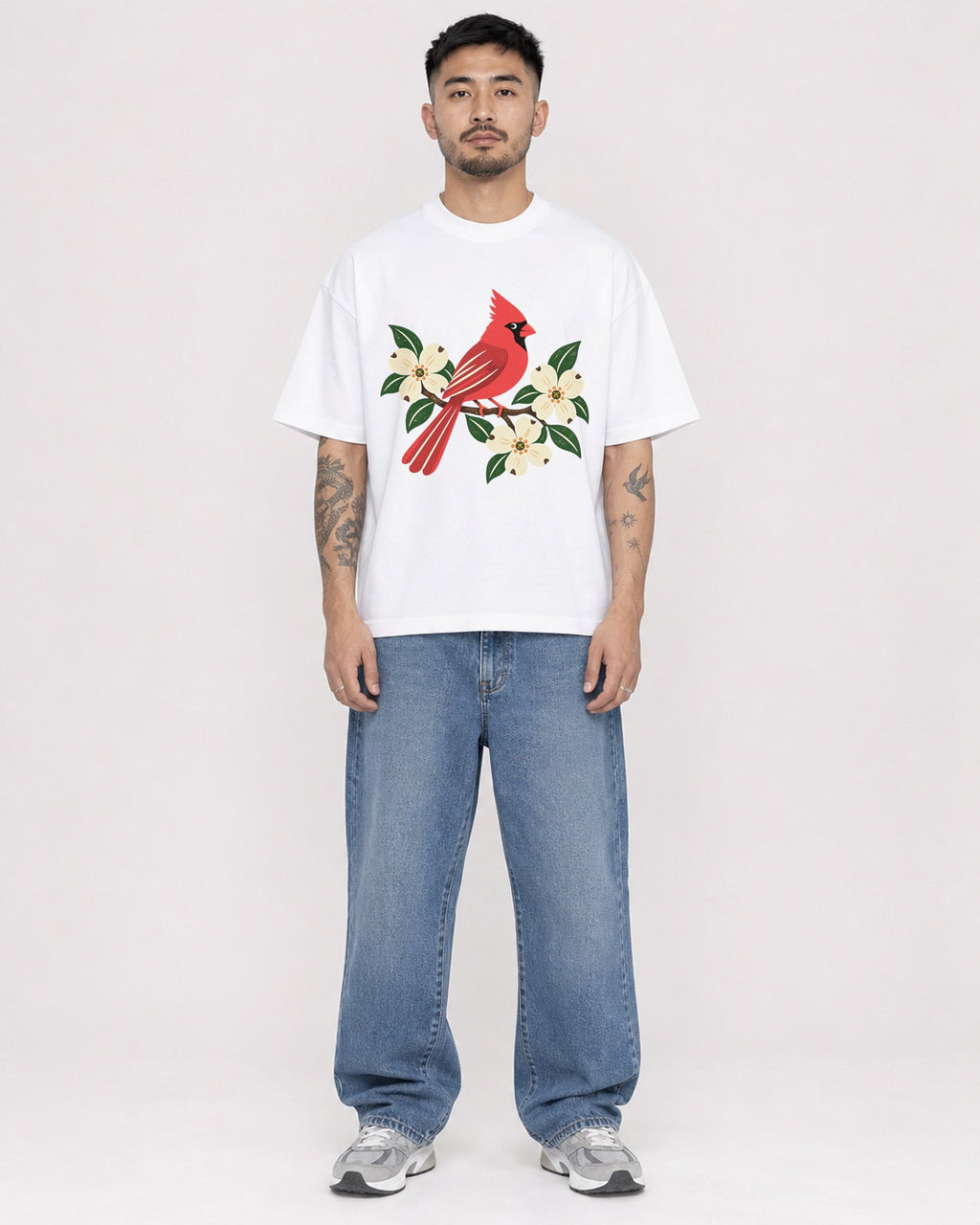 Mockup Boxy Heavyweight Tee White male full-body 12