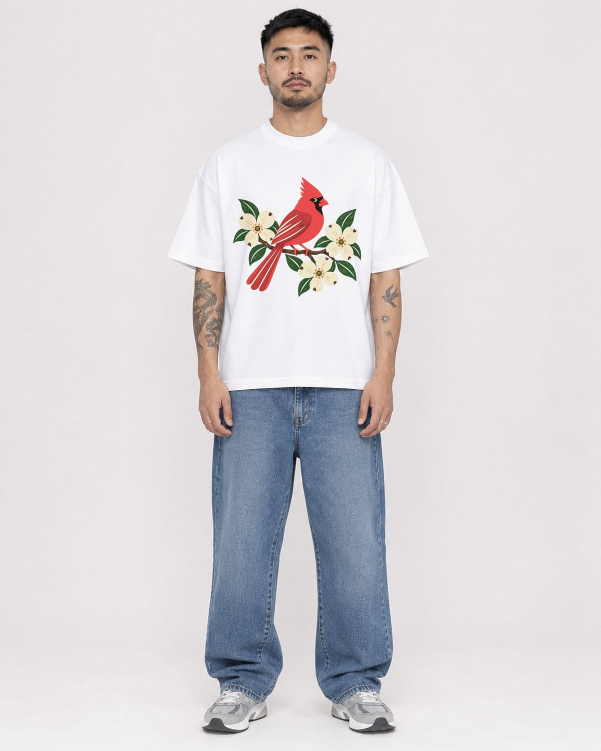 Mockup Boxy Heavyweight Tee White male full-body 12