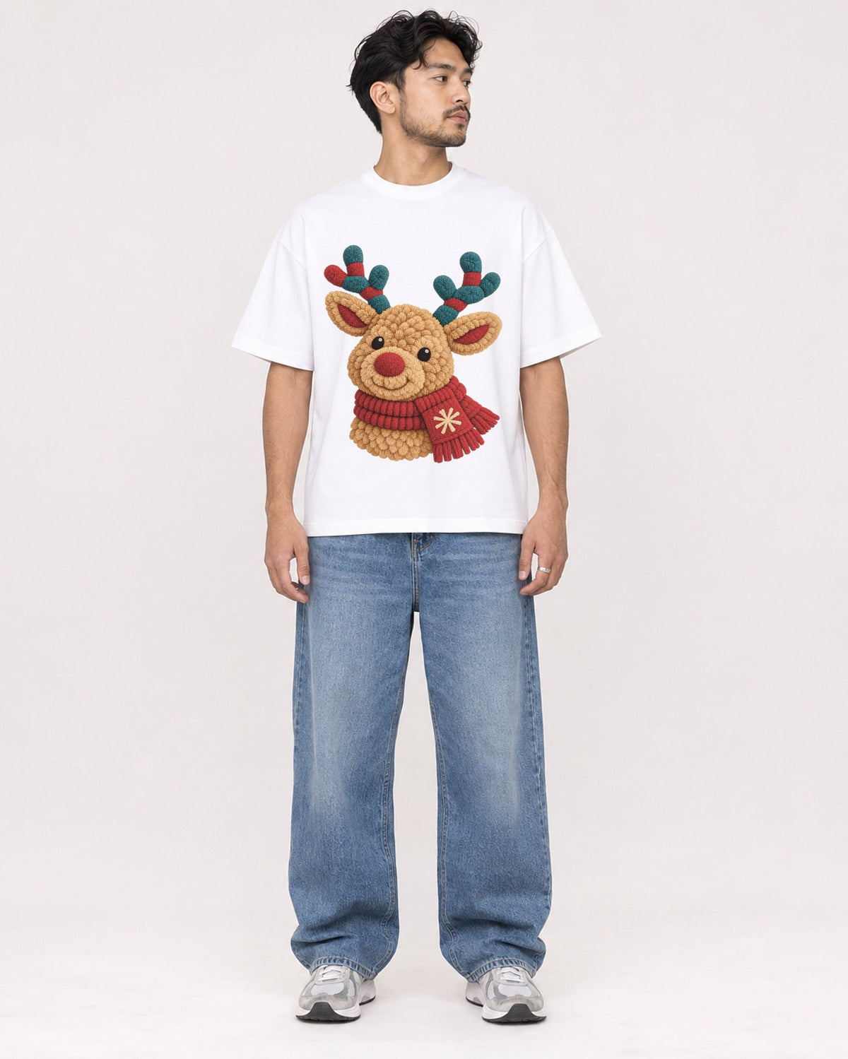 Mockup Boxy Heavyweight Tee White male full-body 02