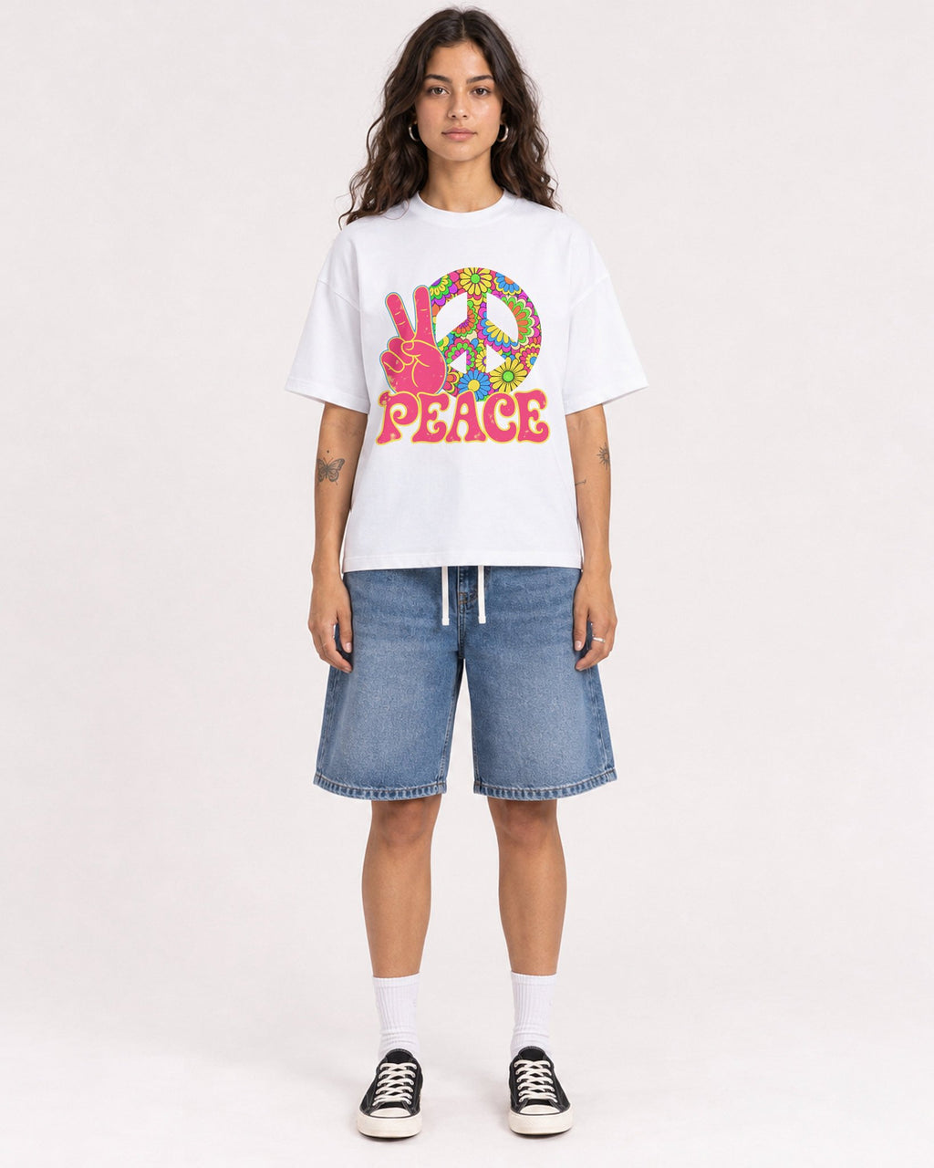 Mockup Boxy Heavyweight Tee White female full-body 06