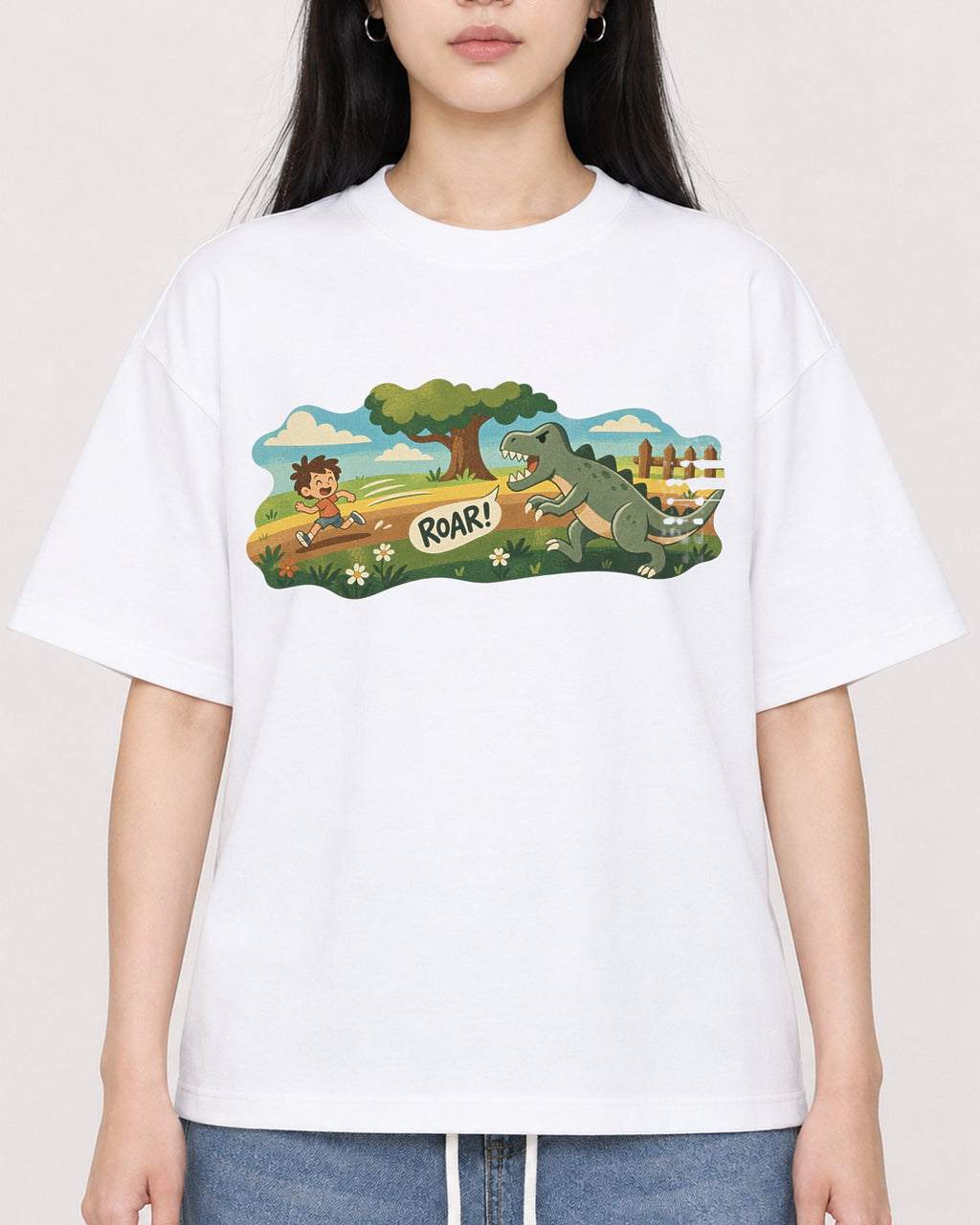Mockup Boxy Heavyweight Tee White female close-up 01