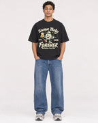 Mockup Boxy Heavyweight Tee Black male full-body 10