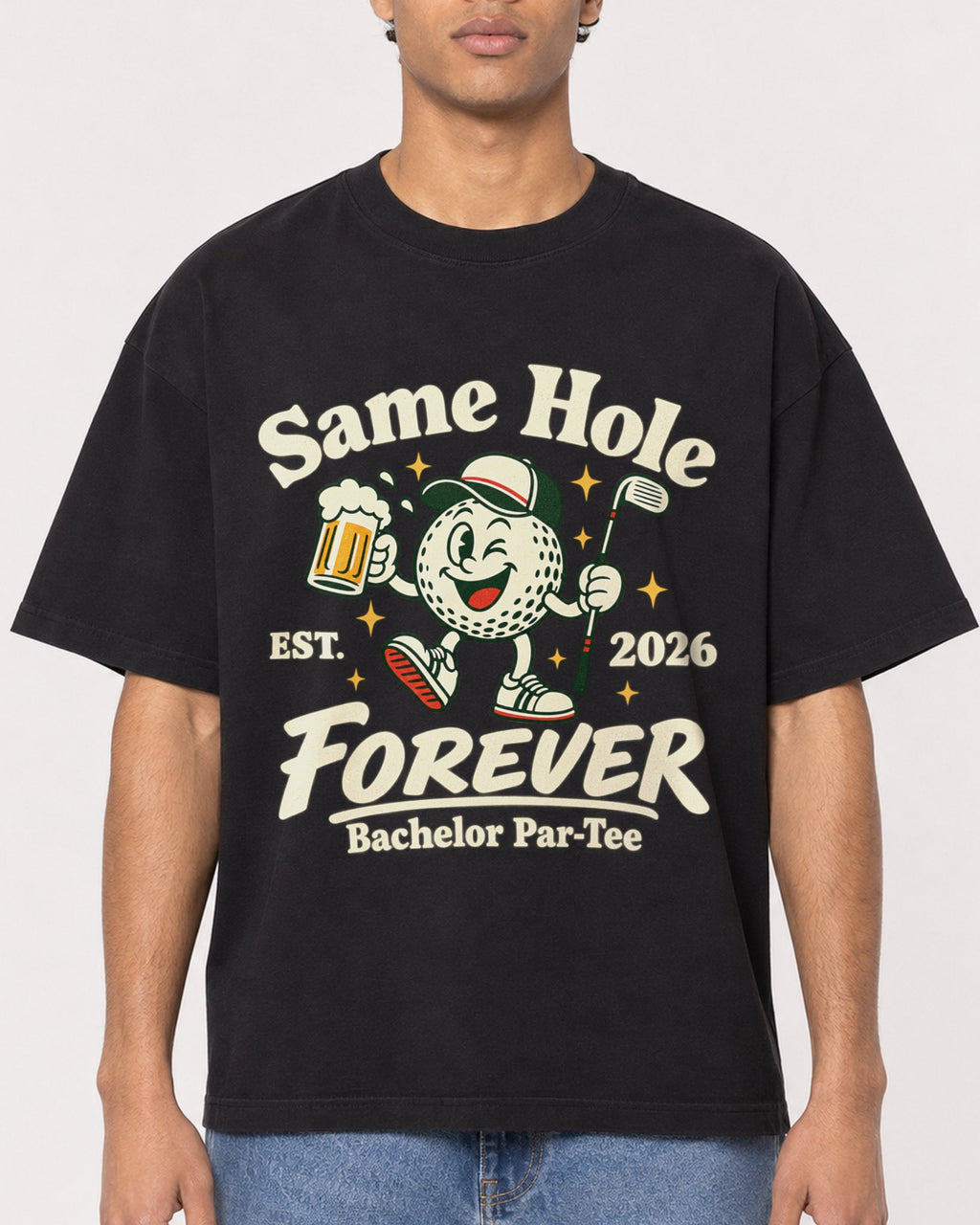 Mockup Boxy Heavyweight Tee Black male close-up 10