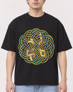 Mockup Boxy Heavyweight Tee Black male close-up 13