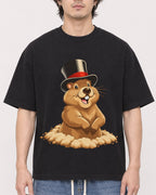 Mockup Boxy Heavyweight Tee Black male close-up 03