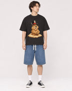 Mockup Boxy Heavyweight Tee Black male full-body 03