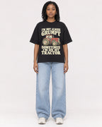 Mockup Boxy Heavyweight Tee Black female full-body 15
