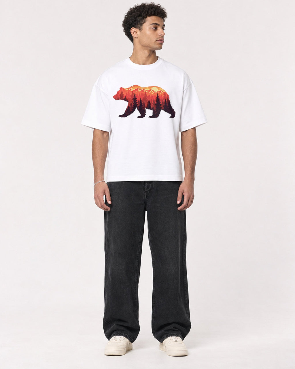 Mockup Boxy Heavyweight Tee White male full-body 10