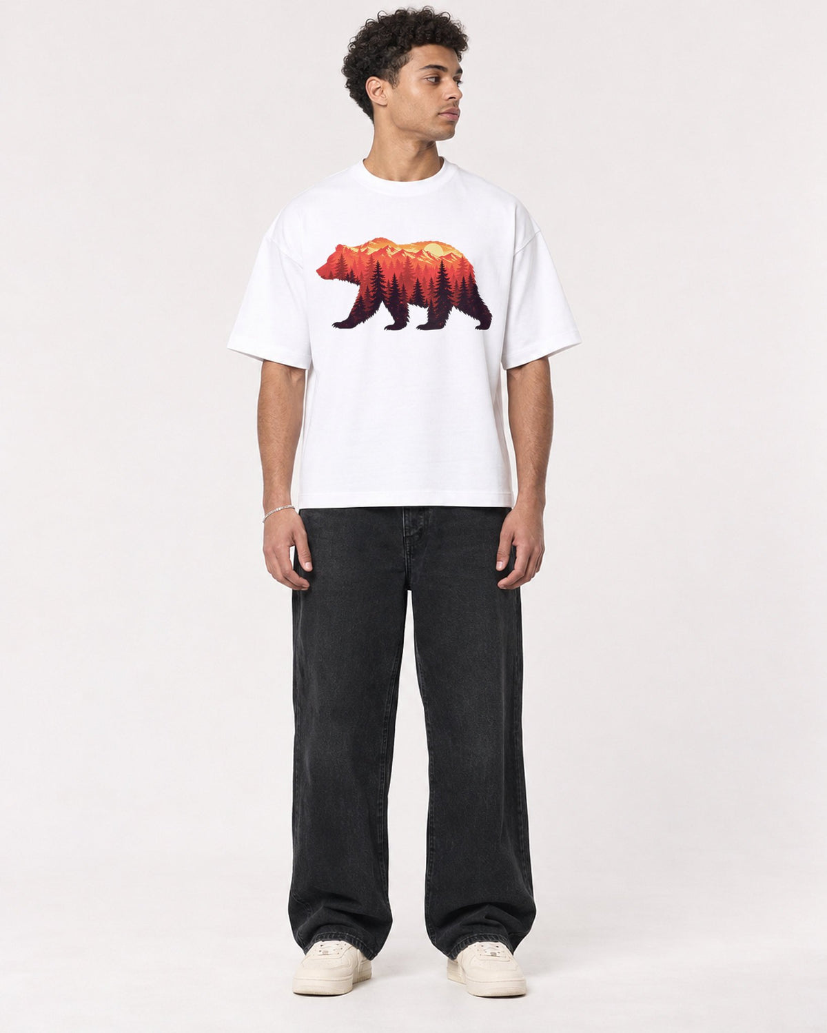Mockup Boxy Heavyweight Tee White male full-body 10