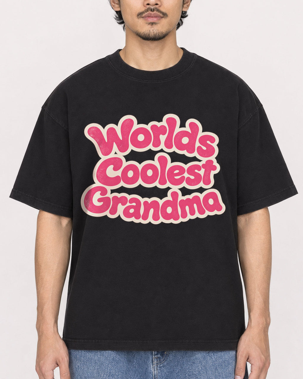Mockup Boxy Heavyweight Tee Black male close-up 02