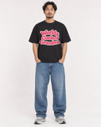 Mockup Boxy Heavyweight Tee Black male full-body 02