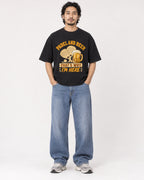 Mockup Boxy Heavyweight Tee Black male full-body 22