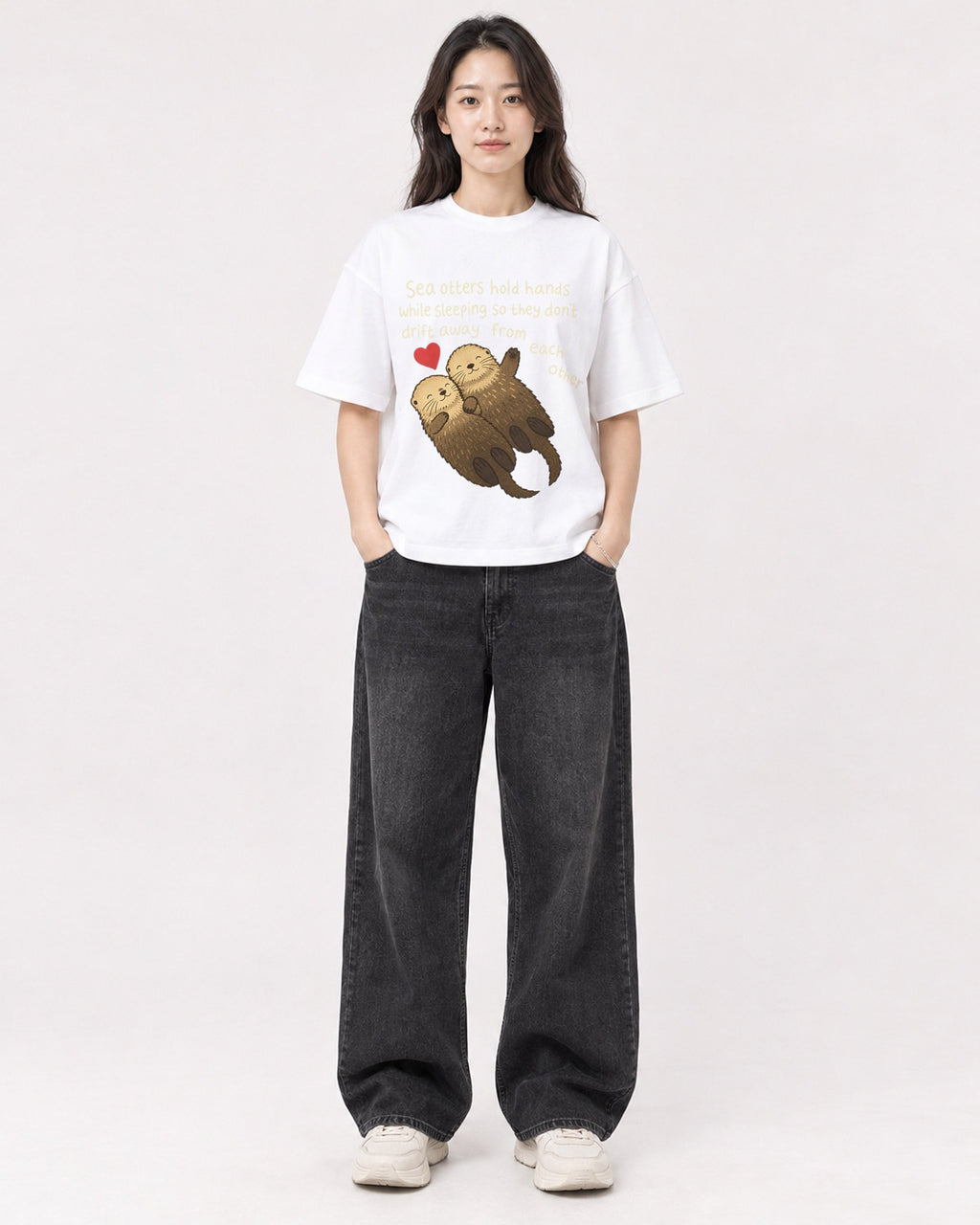 Mockup Boxy Heavyweight Tee White female full-body 03