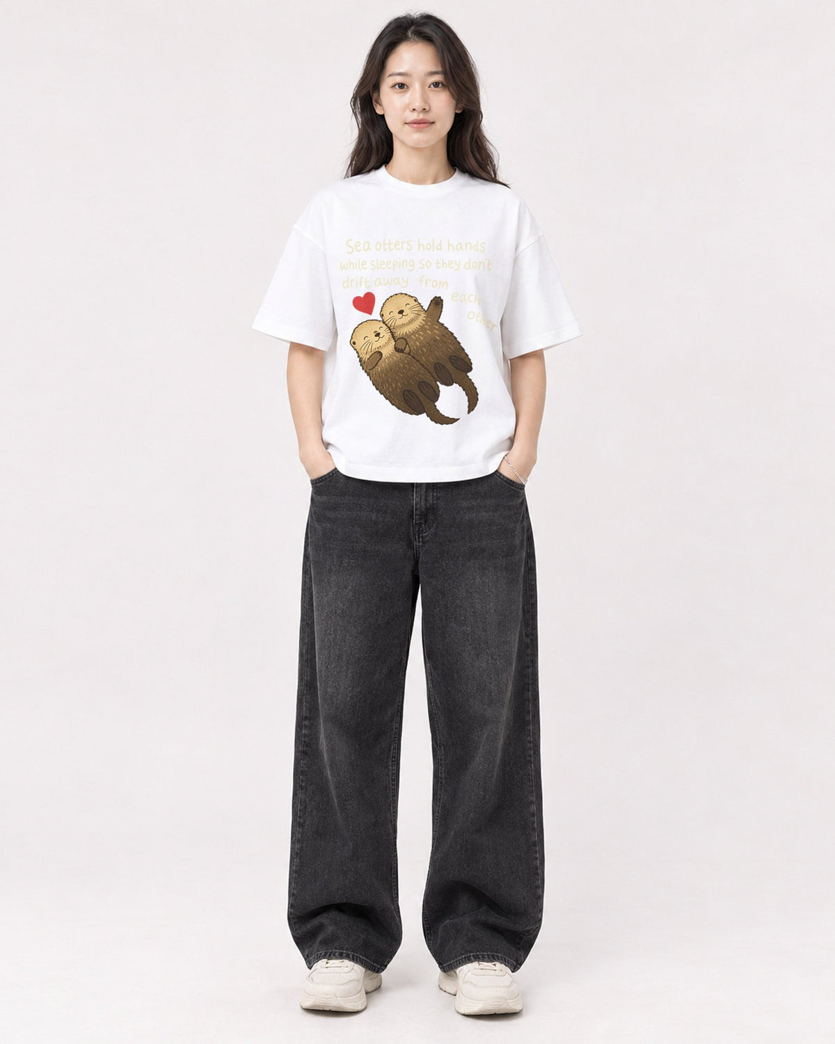Mockup Boxy Heavyweight Tee White female full-body 03