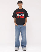 Mockup Boxy Heavyweight Tee Black male full-body 06