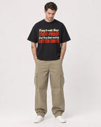 Mockup Boxy Heavyweight Tee Black male full-body 48