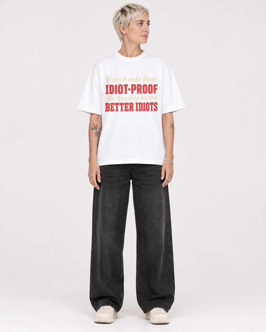 Mockup Boxy Heavyweight Tee White female full-body 48