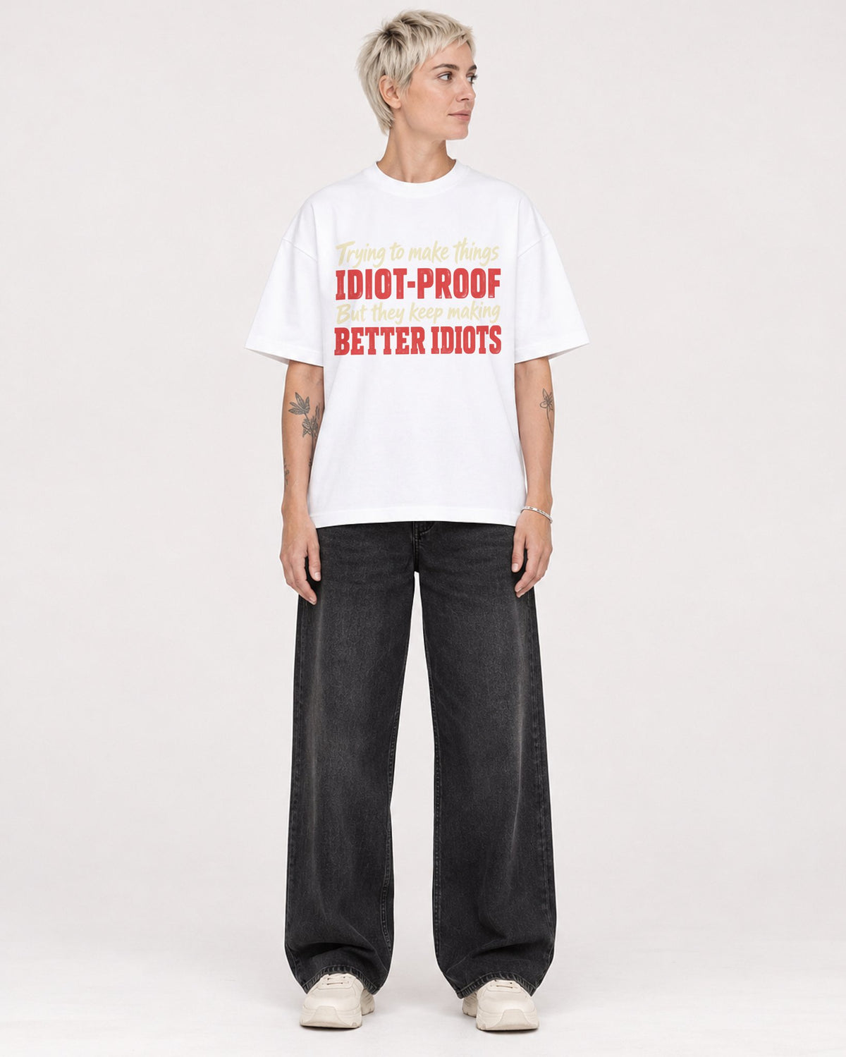 Mockup Boxy Heavyweight Tee White female full-body 48