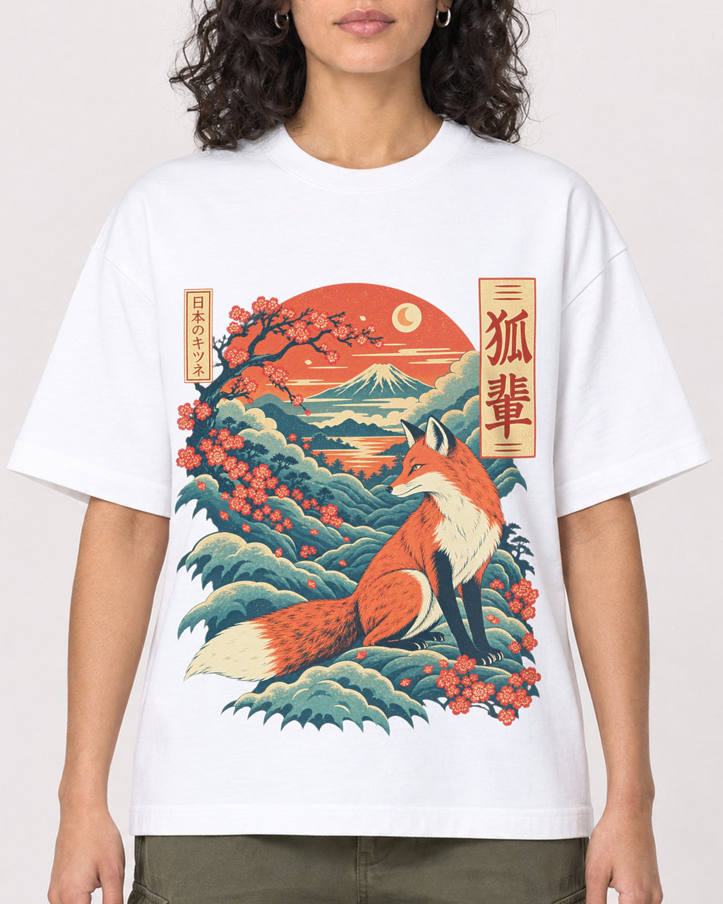 Mockup Boxy Heavyweight Tee White female close-up 27