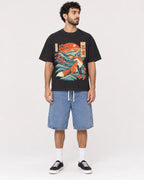Mockup Boxy Heavyweight Tee Black male full-body 27