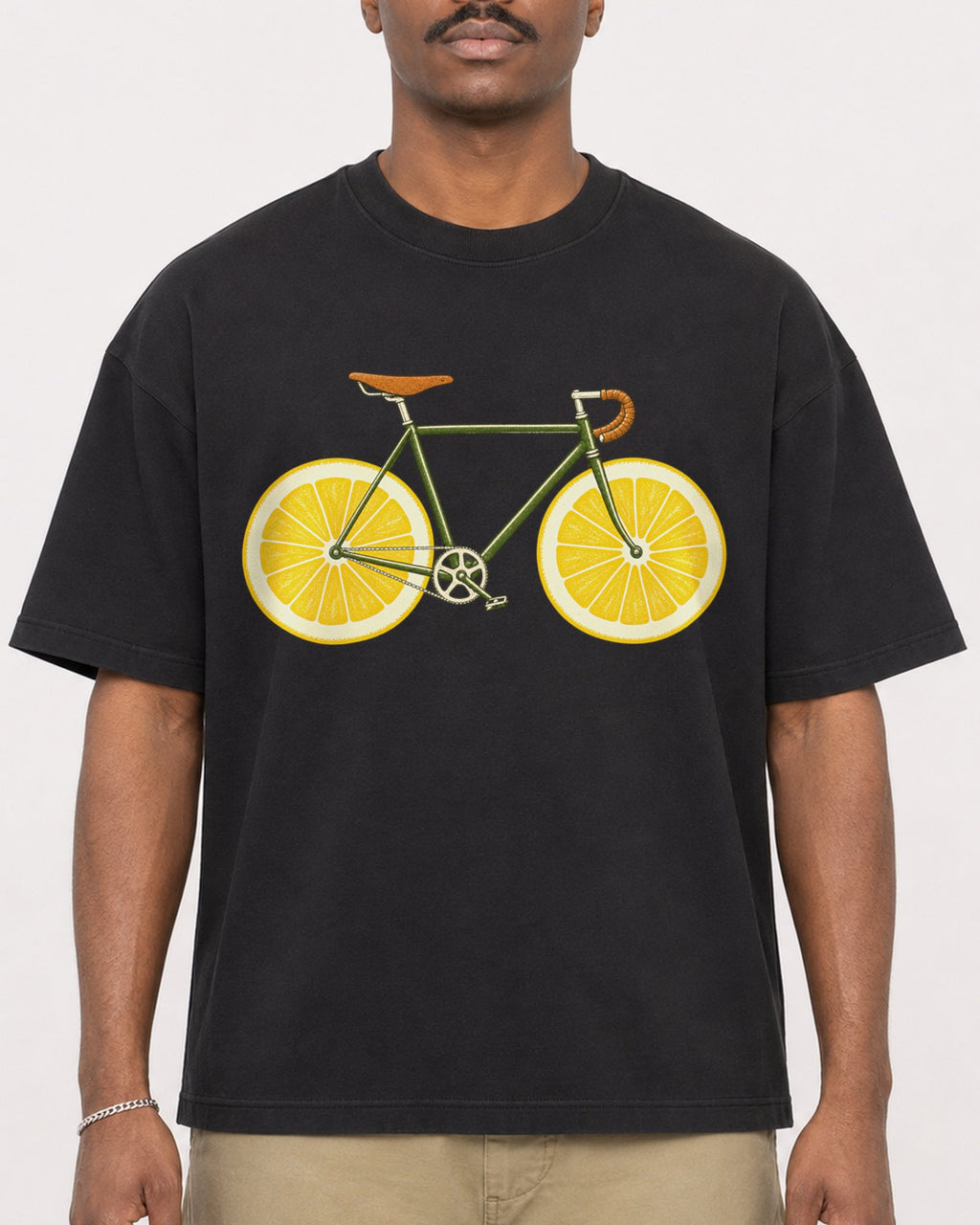 Mockup Boxy Heavyweight Tee Black male close-up 44