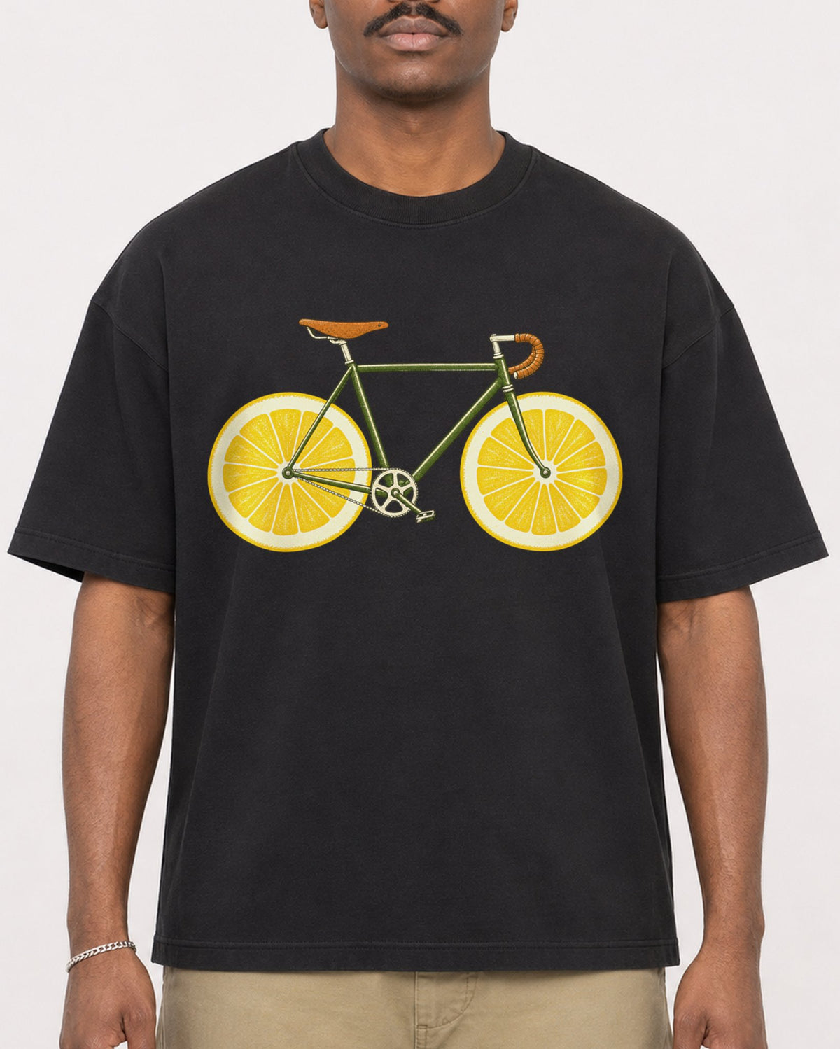 Mockup Boxy Heavyweight Tee Black male close-up 44
