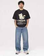 Mockup Boxy Heavyweight Tee Black male full-body 42