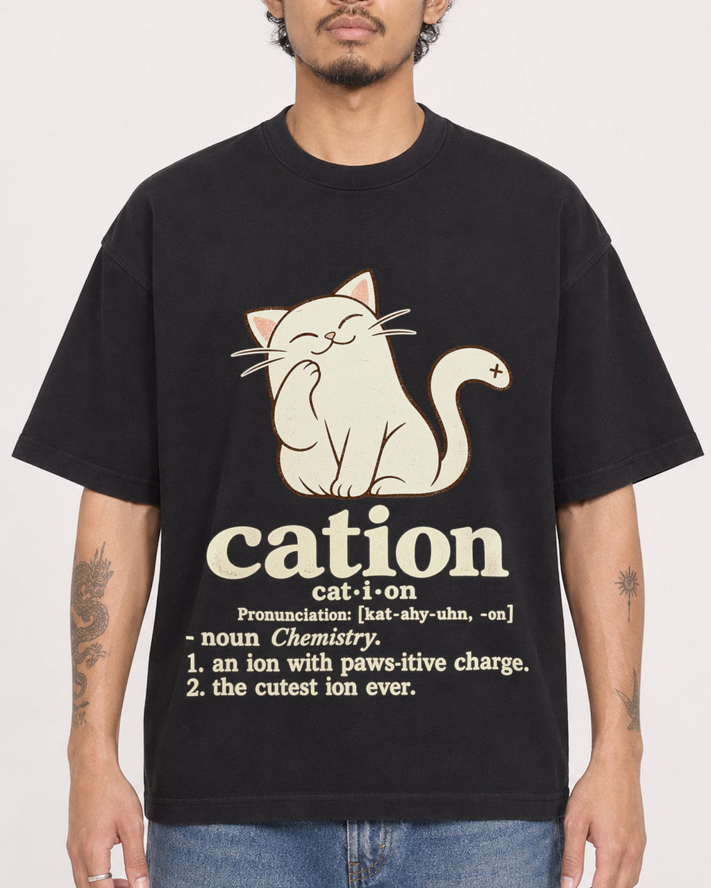 Mockup Boxy Heavyweight Tee Black male close-up 42