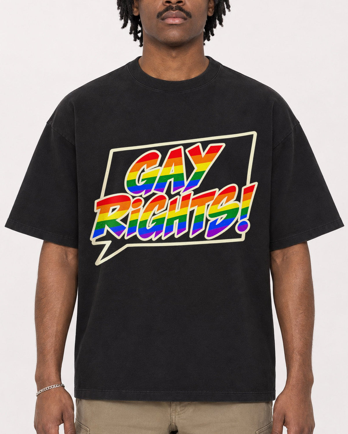 Mockup Boxy Heavyweight Tee Black male close-up 04