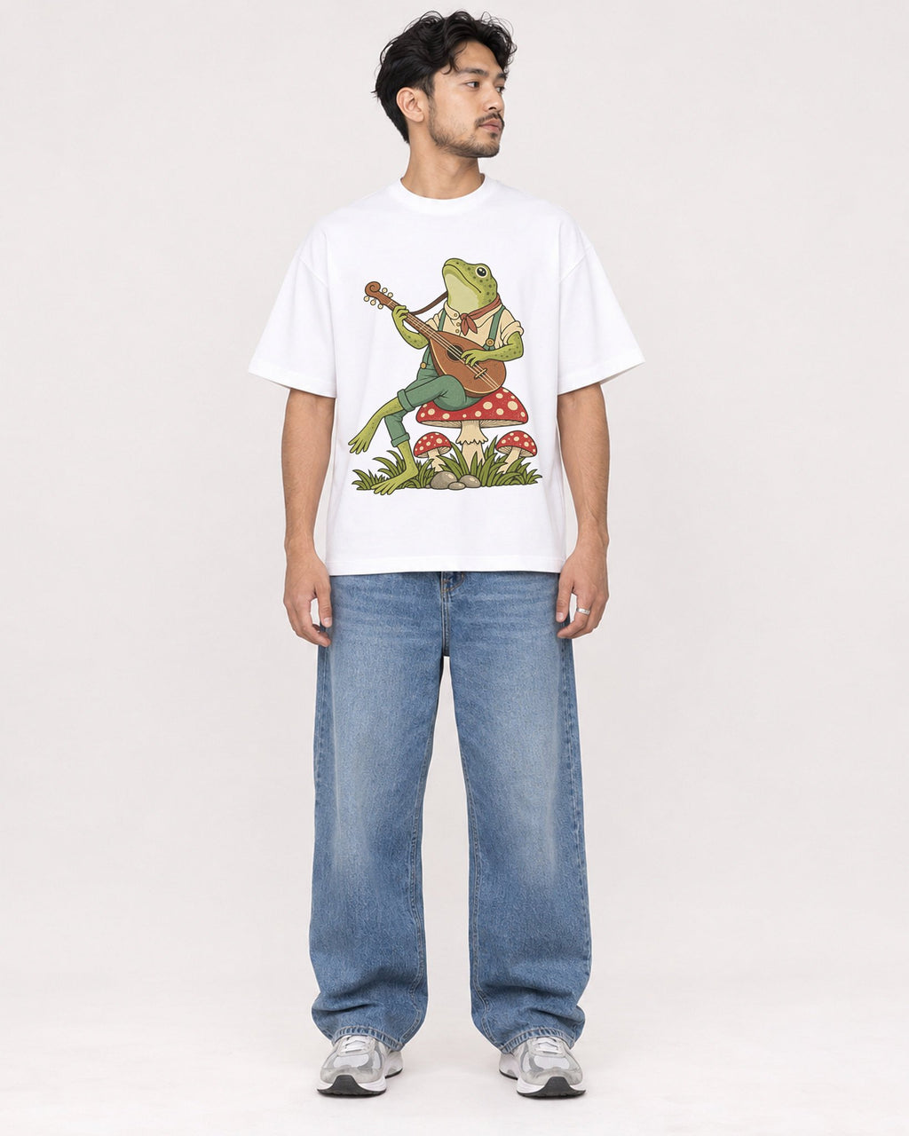 Mockup Boxy Heavyweight Tee White male full-body 02