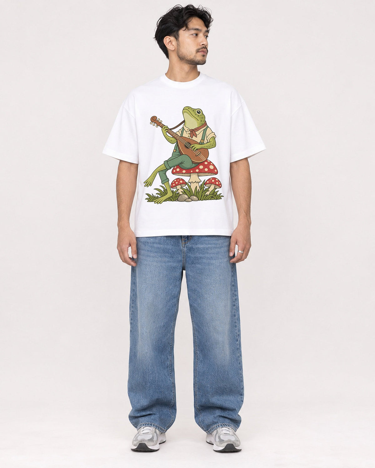 Mockup Boxy Heavyweight Tee White male full-body 02