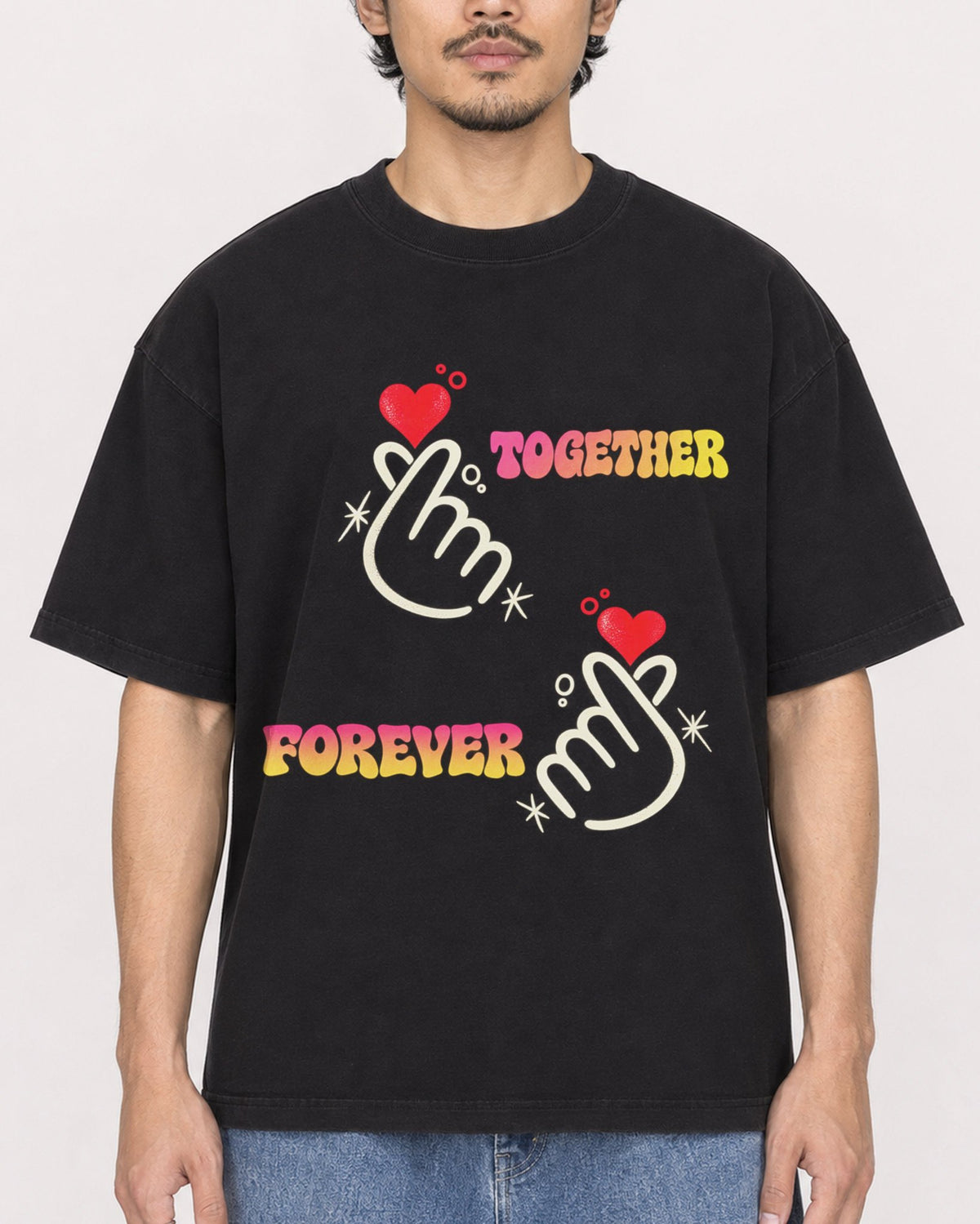 Mockup Boxy Heavyweight Tee Black male close-up 02
